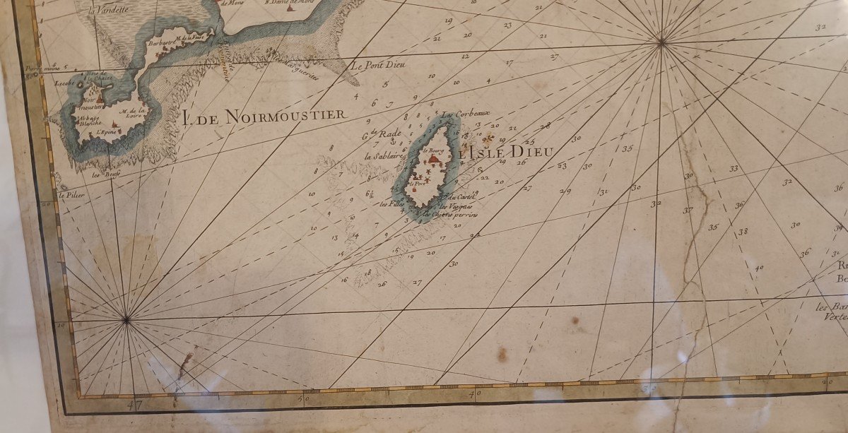 Large 18th Century Marine Chart, Neptune François, Poitou, Aunis And Saintonge -photo-4