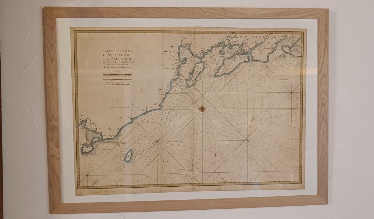 Large 18th Century Marine Chart, Neptune François, Poitou, Aunis And Saintonge 