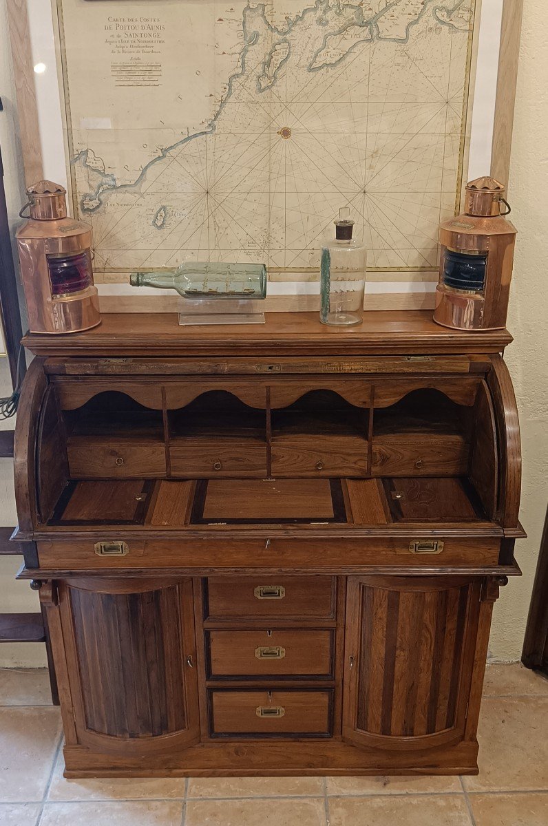 Marine Style Cylinder Desk In Exotic Wood-photo-2