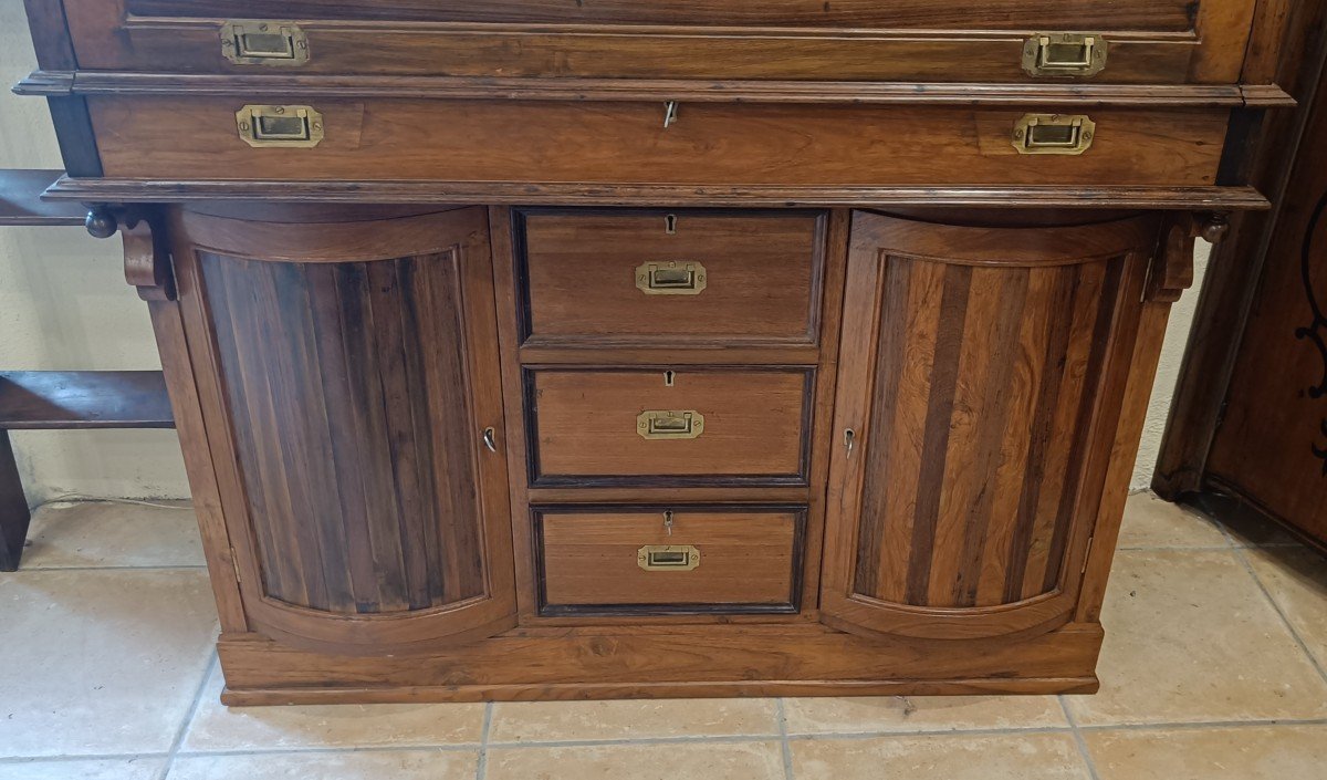 Marine Style Cylinder Desk In Exotic Wood-photo-1