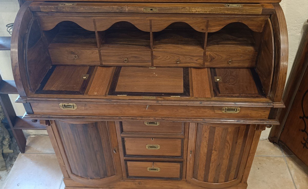 Marine Style Cylinder Desk In Exotic Wood-photo-2