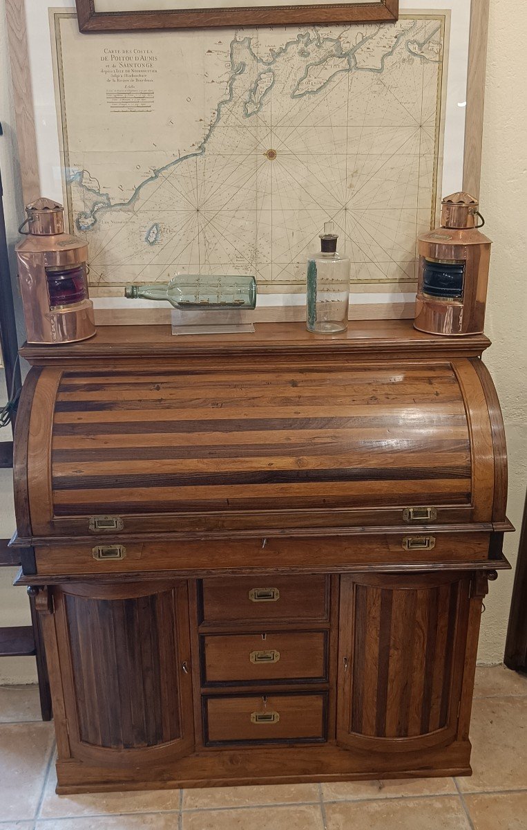 Marine Style Cylinder Desk In Exotic Wood