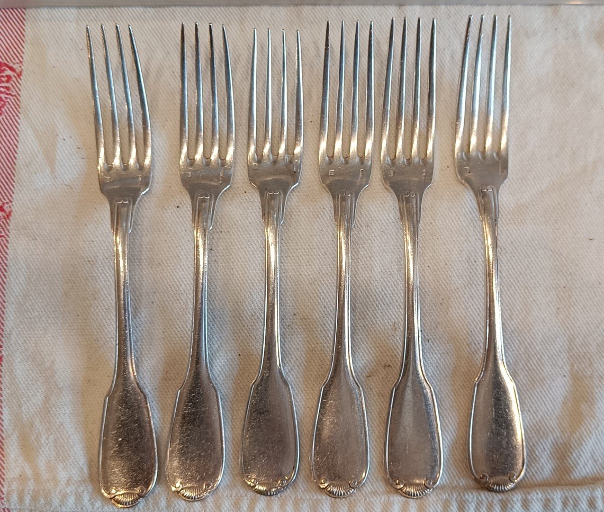 6 Silver-plated Marine Nationale Forks, Boulanger-photo-2