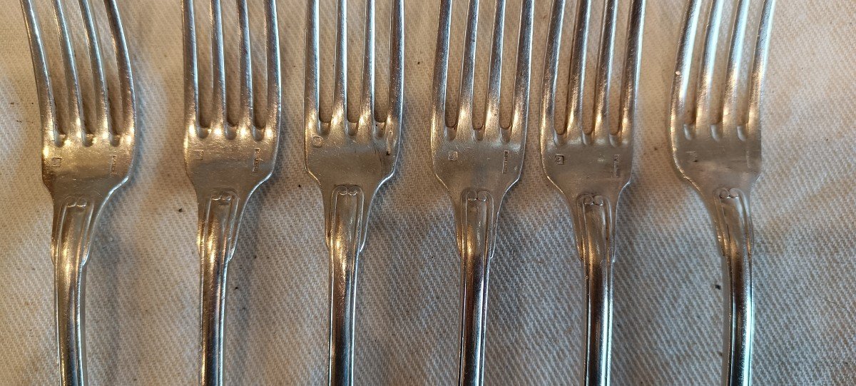 6 Silver-plated Marine Nationale Forks, Boulanger-photo-3