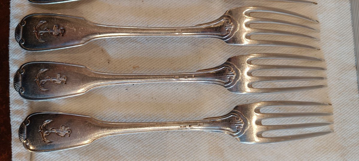 6 Silver-plated Marine Nationale Forks, Boulanger-photo-4