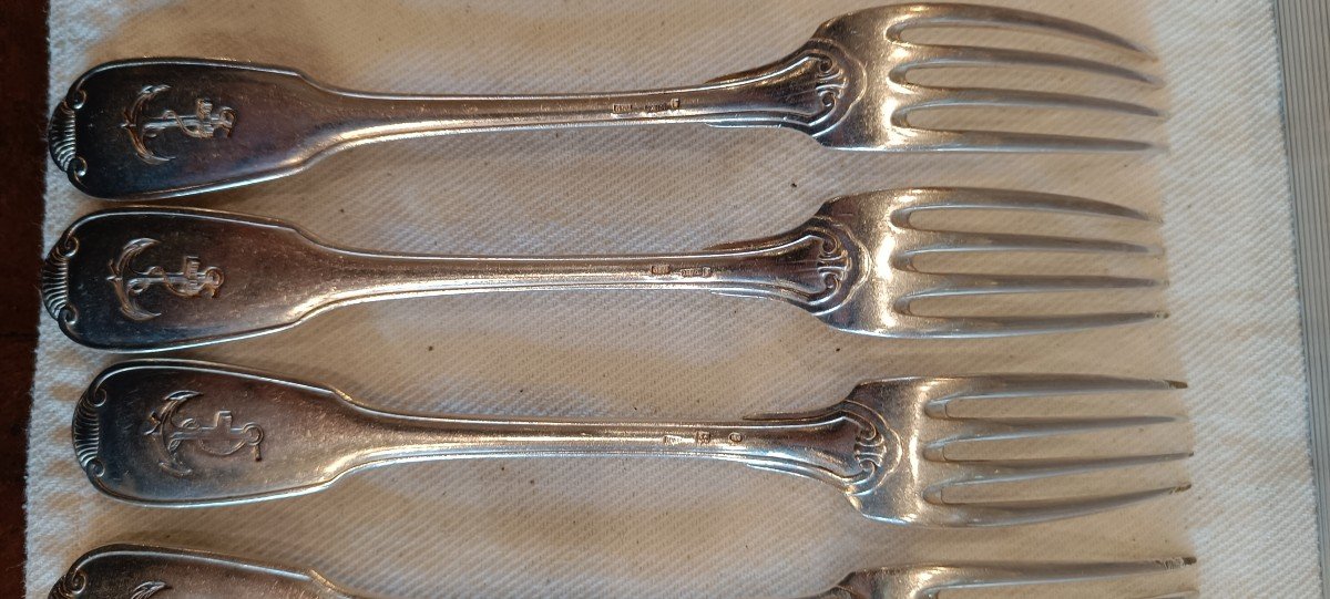 6 Silver-plated Marine Nationale Forks, Boulanger-photo-1