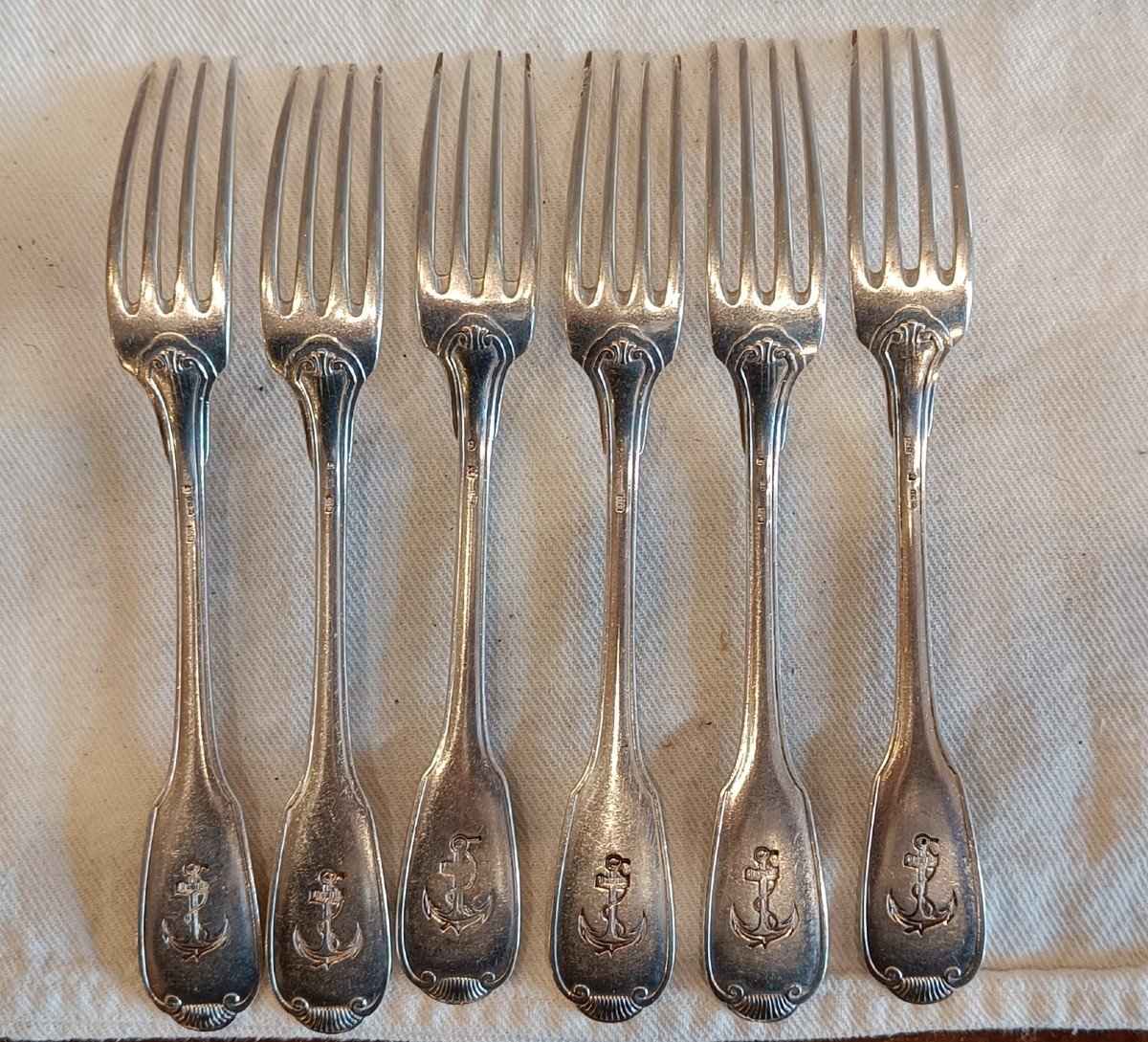 6 Silver-plated Marine Nationale Forks, Boulanger