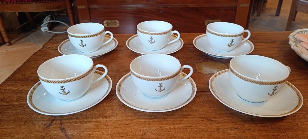 Série De 6 Tasses De La Marine Nationale, Porcelaine de Limoges-photo-2