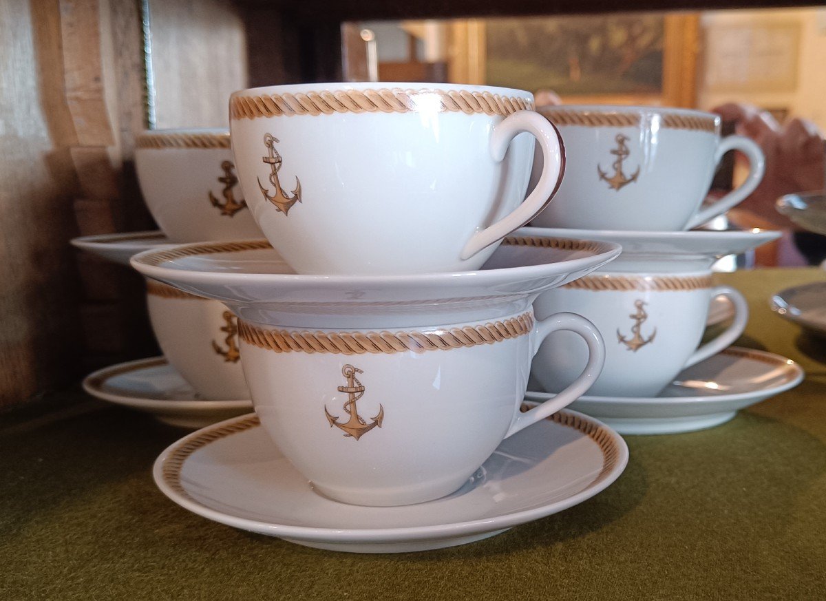 Série De 6 Tasses De La Marine Nationale, Porcelaine de Limoges-photo-4