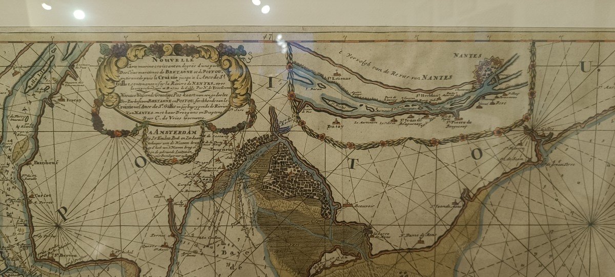 Carte Marine Encadrée Van Keulen 1699, Noirmoutier, île d'Yeu, Nantes, Le Croisic -photo-3