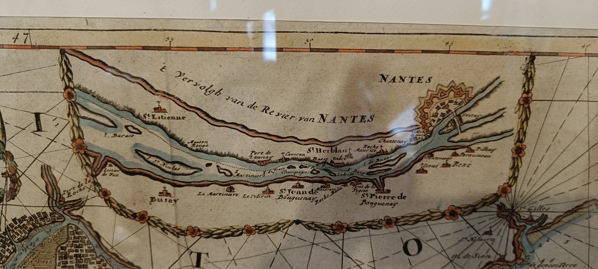 Carte Marine Encadrée Van Keulen 1699, Noirmoutier, île d'Yeu, Nantes, Le Croisic -photo-3