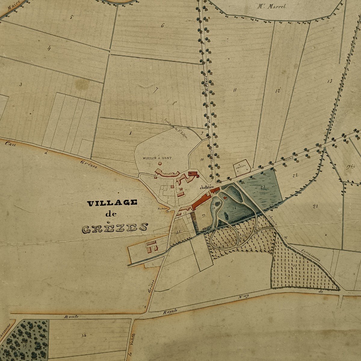 Plan Of The Village And Castle Of Grèzes Carcassonne 1845-photo-4