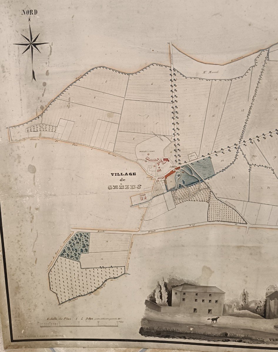 Plan Of The Village And Castle Of Grèzes Carcassonne 1845-photo-1