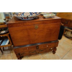 Large Indo Portuguese Chest On Its Exotic Wooden Base