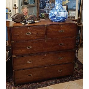 19th Century Officer's Chest Of Drawers, Called Marine, In Red Oak 