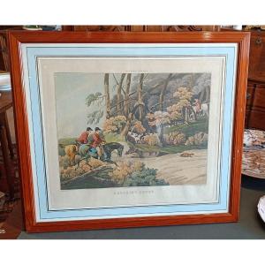 19th Century Framed Engraving, Hunting Scene "alkin, Clark And Dubourg"