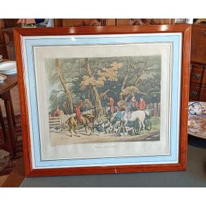 19th Century Framed Engraving, Hunting Scene "alkin, Clark And Dubourg"