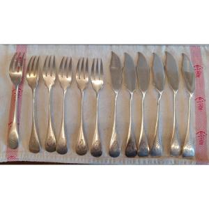 6 Marine Nationale Fish Cutlery, Boulenger In Silver Metal