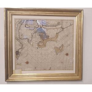 Framed Marine Chart Van Keulen 1699, Noirmoutier, Yeu Island, Nantes, Le Croisic 