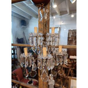 Large Crystal And Bronze Wall Lamp