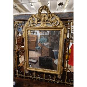 Directoire Period Mirror In Golden And Gray Wood