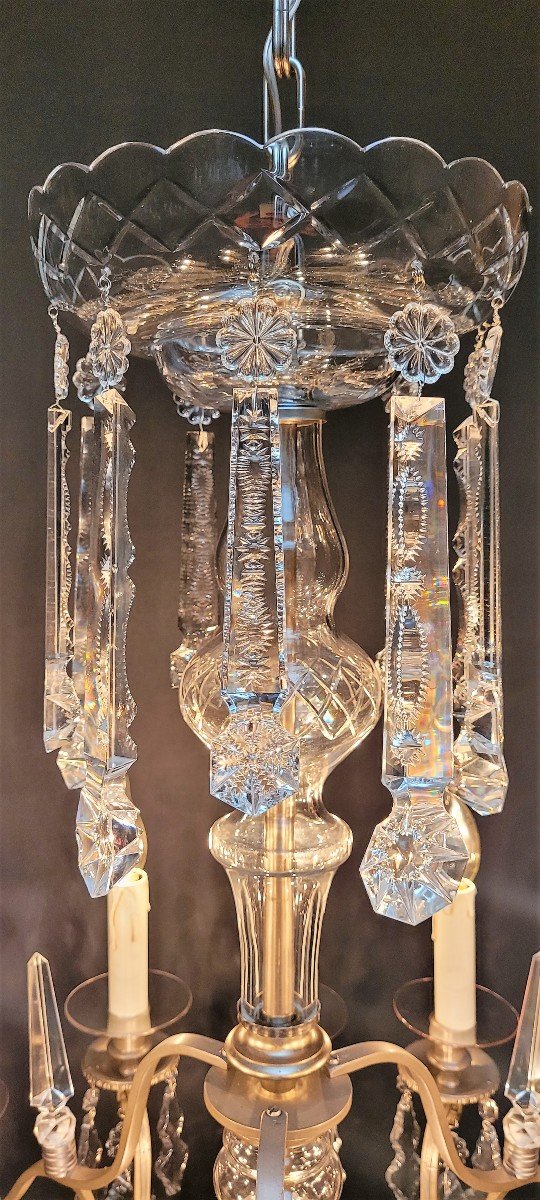 French Chandelier With 12 Light Points, In Silver Bronze.-photo-2