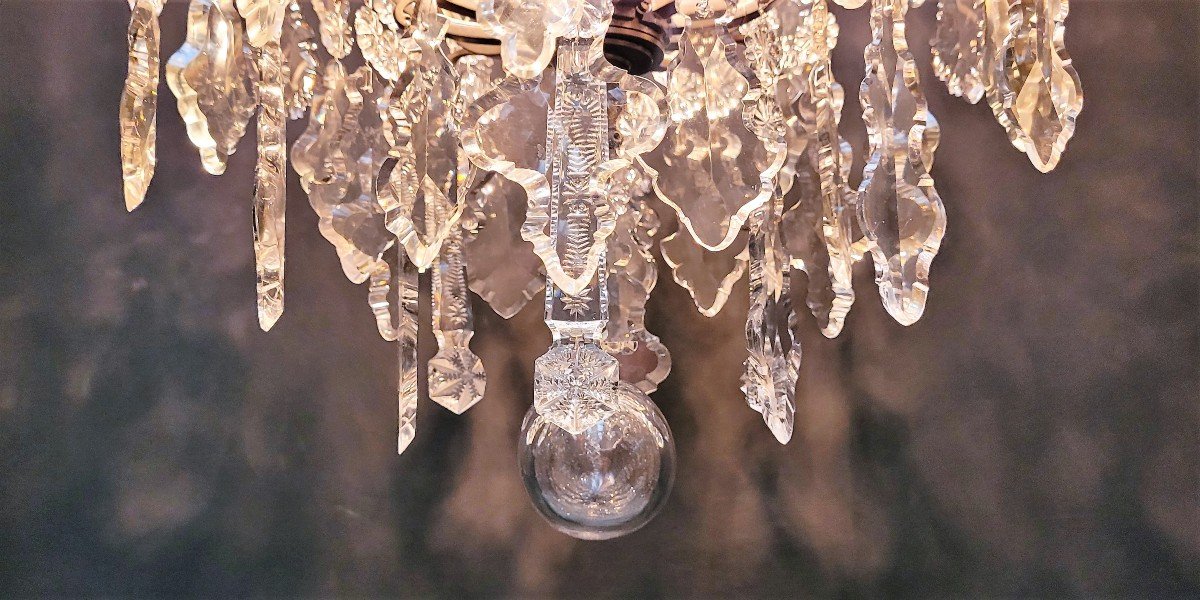 French Chandelier With 12 Light Points, In Silver Bronze.-photo-5