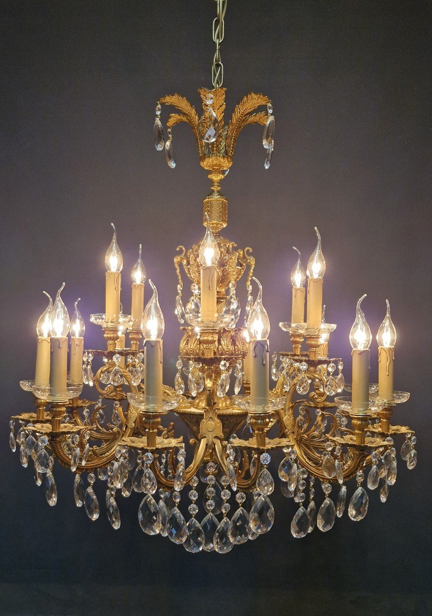 18 Light Point Bronze Chandelier.