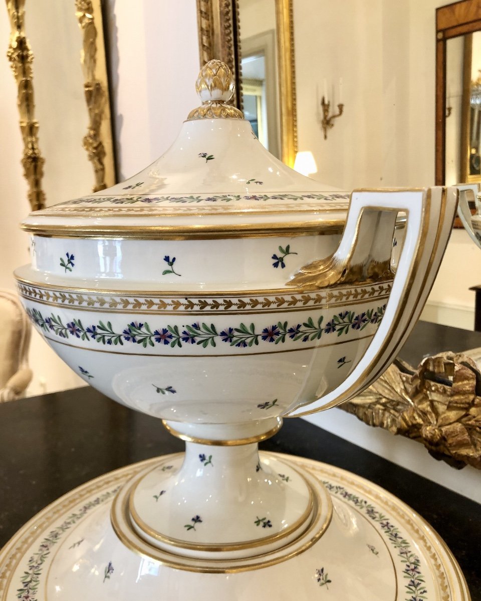 Grande Soupière Sur Piédestal De La Manufacture Royale De Porcelaine De Vienne.-photo-3