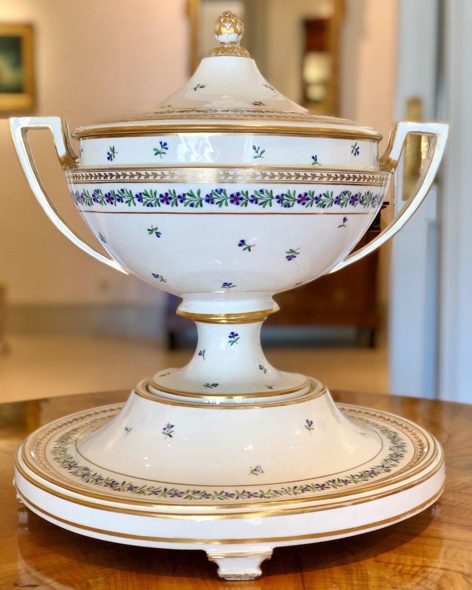 Grande Soupière Sur Piédestal De La Manufacture Royale De Porcelaine De Vienne.