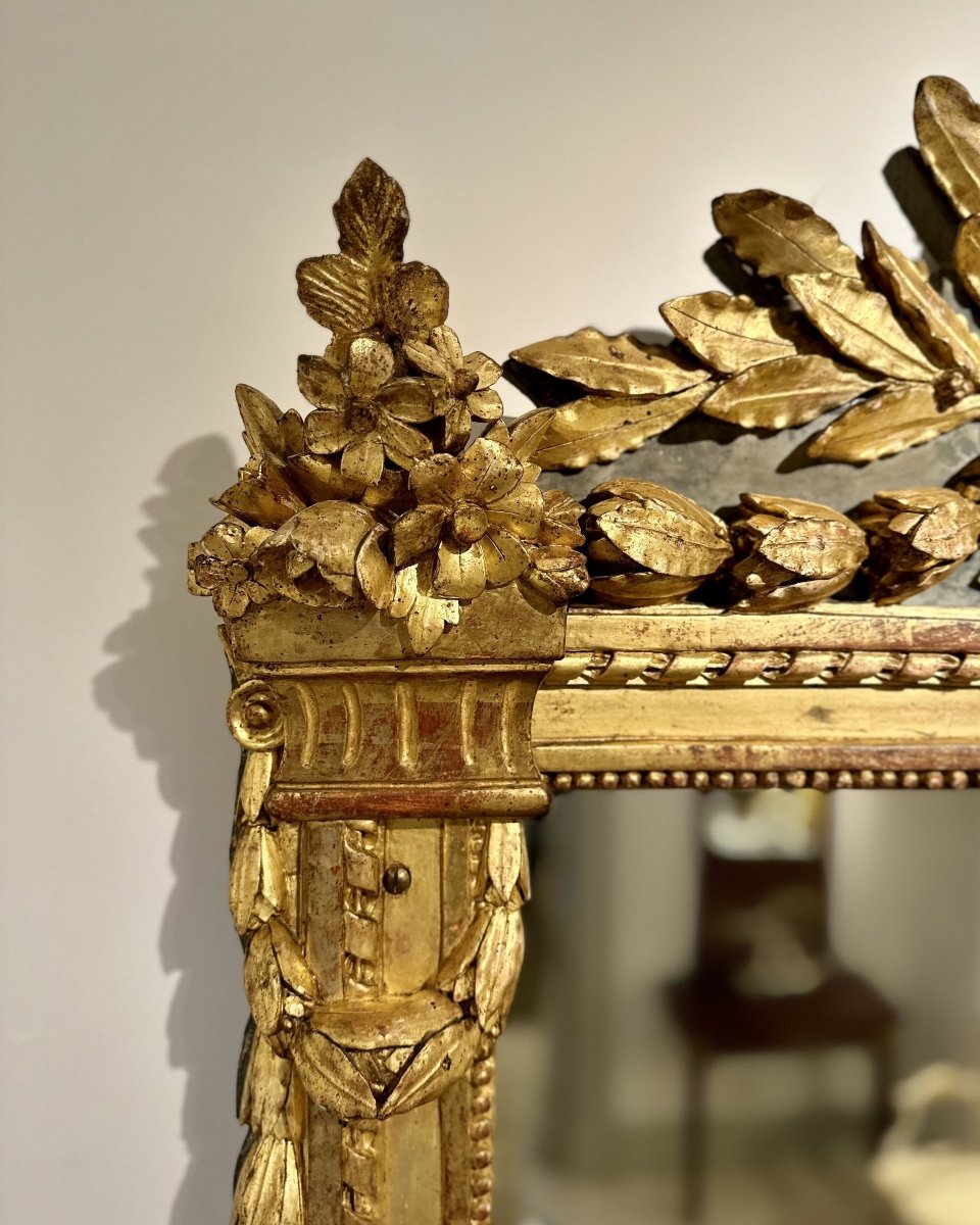 Grand Miroir En Bois Doré d'époque Louis XVI.-photo-3