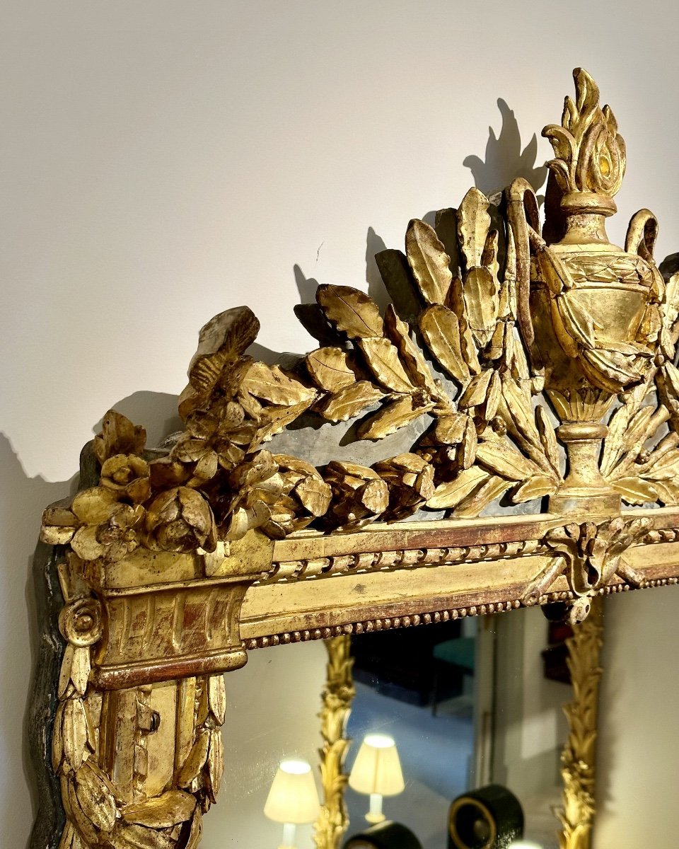 Grand Miroir En Bois Doré d'époque Louis XVI.-photo-2