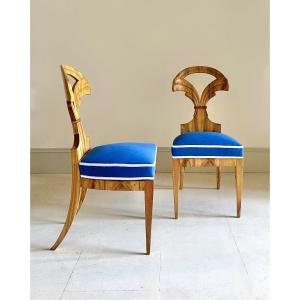  Paire De Chaises Biedermeier Autrichiennes