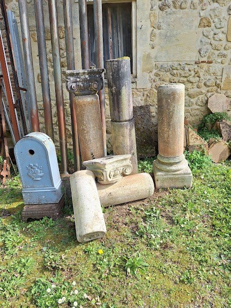 Paire De Colonnes Romanes / Corinthiennes 285 X 40 en Béton  (ajustable en Hauteur) -photo-3