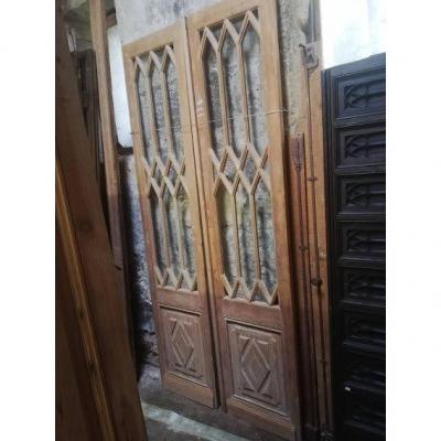 Pair Of Glass Doors With Cross Bars