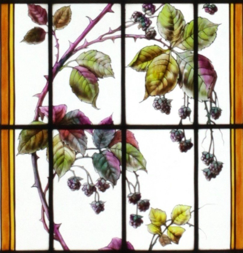 Stained Glass-blackberry Bush And Cherry-photo-2