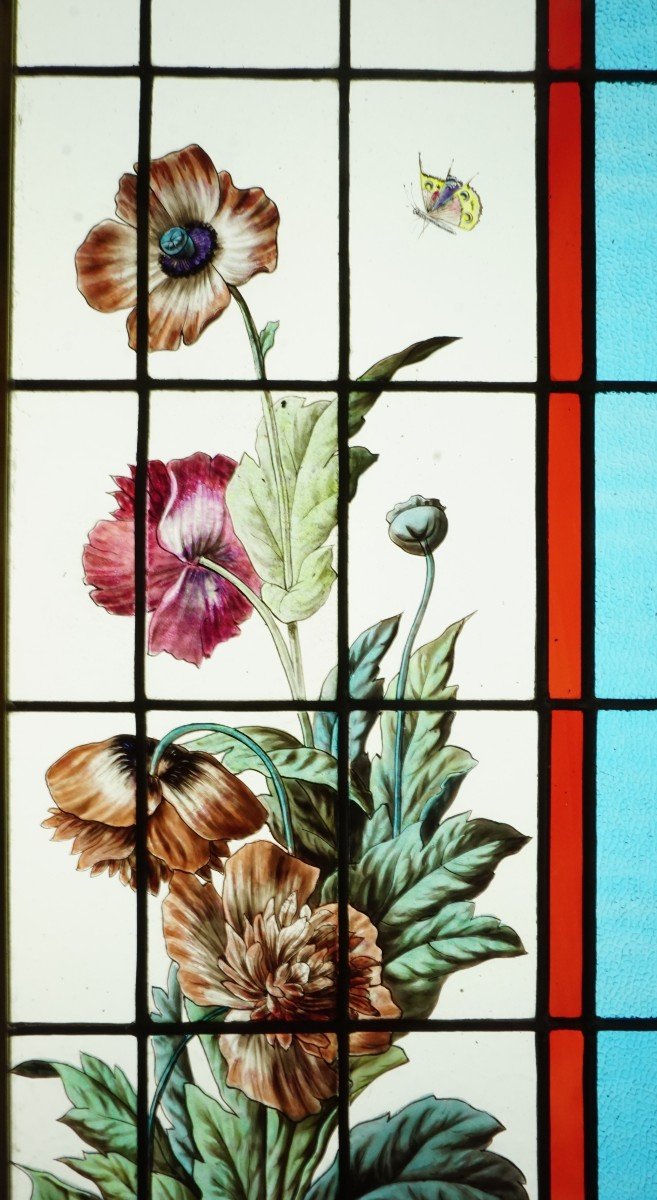 Stained Glass - Stained Glass Windows - Poppies, Sunflowers And Wisteria.-photo-2