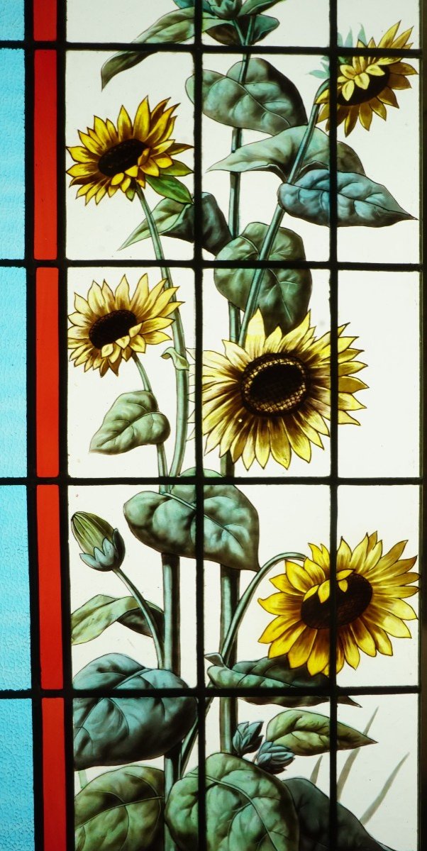 Stained Glass - Stained Glass Windows - Poppies, Sunflowers And Wisteria.-photo-3