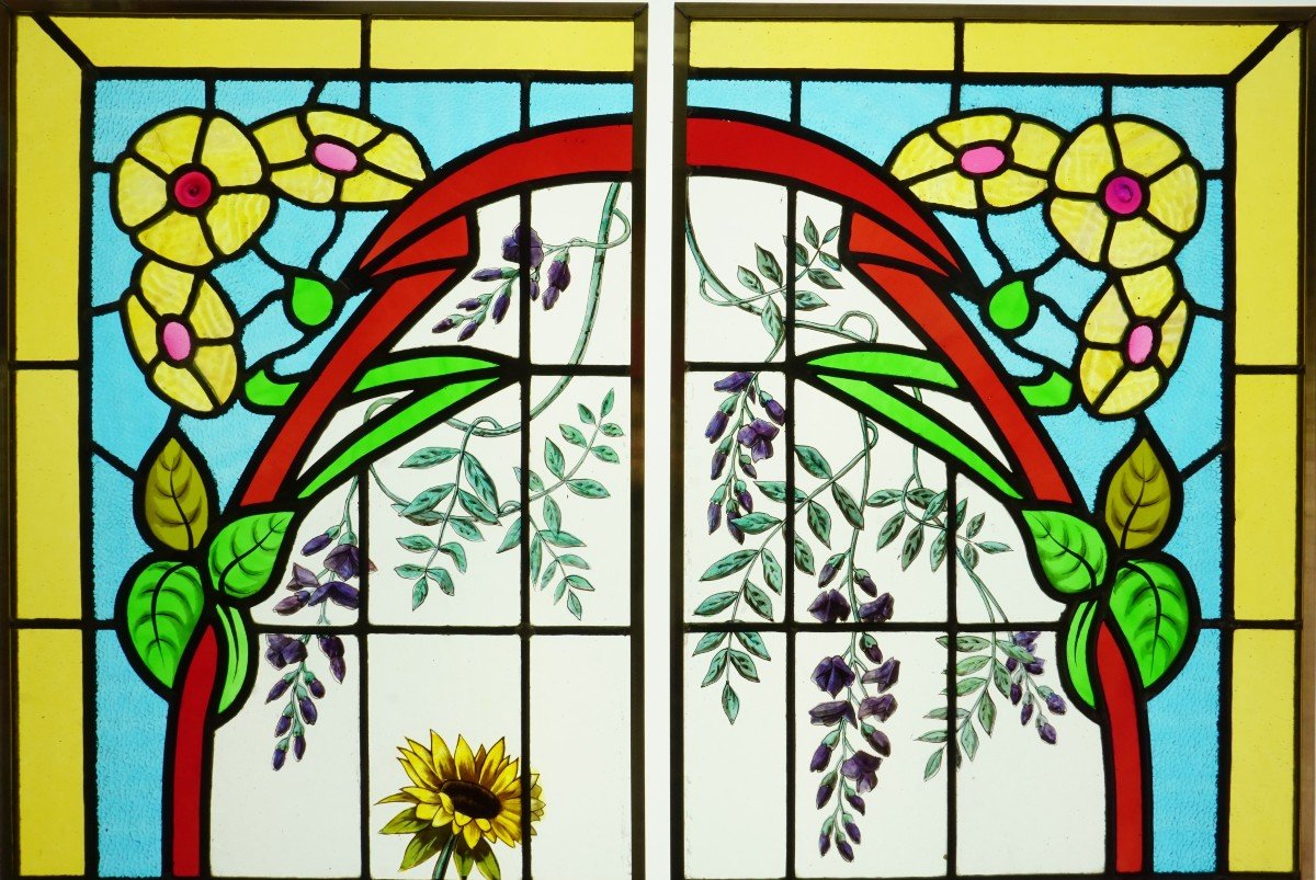 Stained Glass - Stained Glass Windows - Poppies, Sunflowers And Wisteria.-photo-4