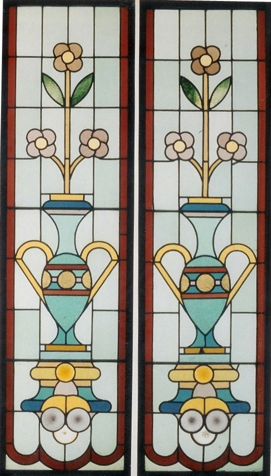 Stained Glass - Stained Glass - Stylized Vases And Flowers