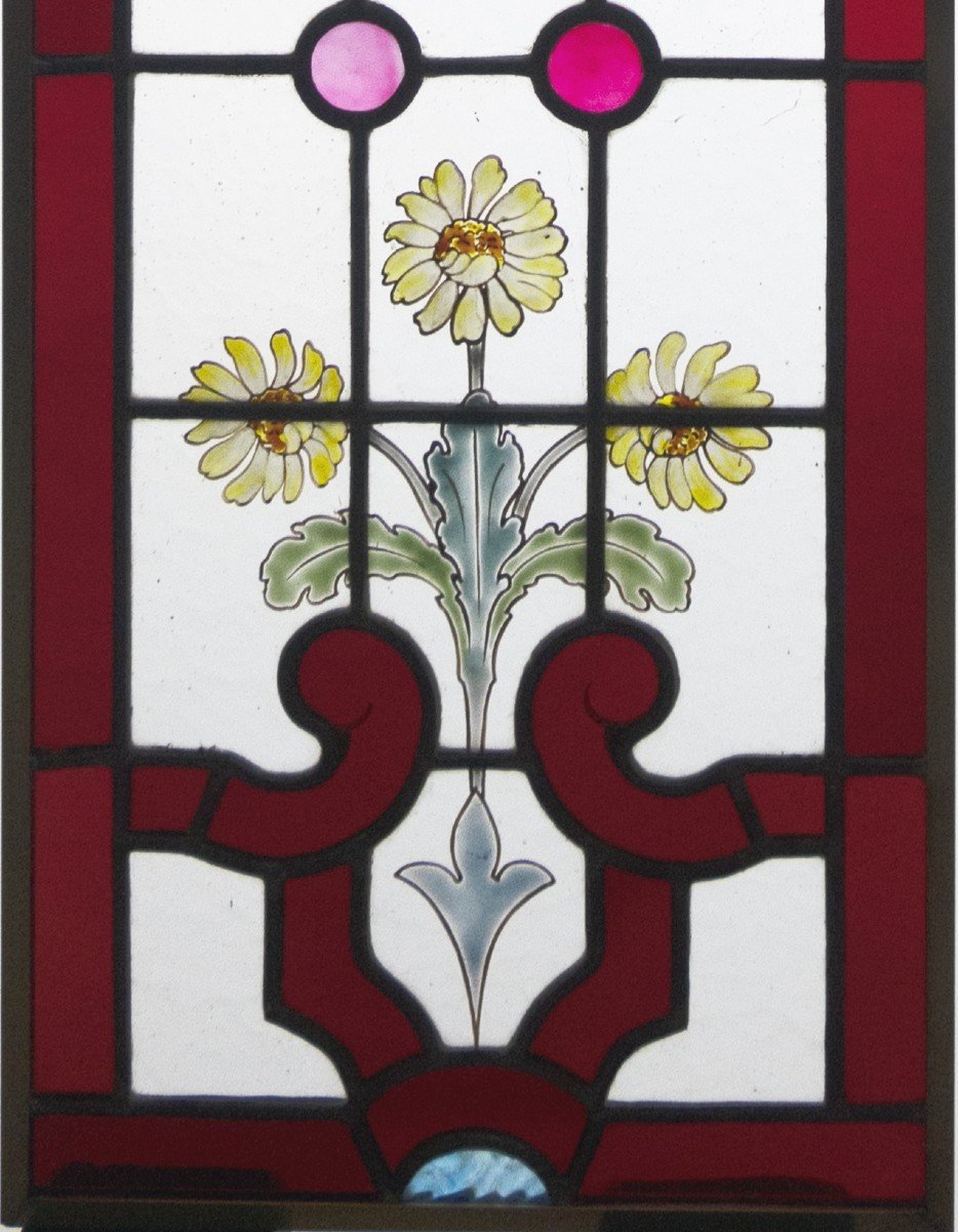 Stained Glass - Yellow Flowers And Cabochons-photo-2