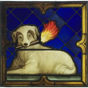 Stained Glass - Stained Glass - Dog Holding A Torch