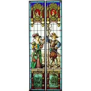 Stained Glass - Stained Glass - Couple In The Spirit Of The 17th Century