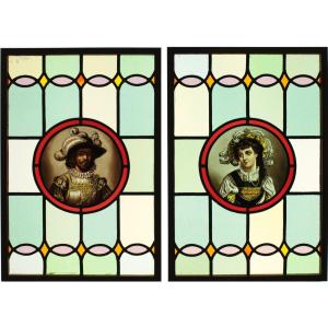 Stained Glass - Stained Glass Windows - Couple In Renaissance Clothes