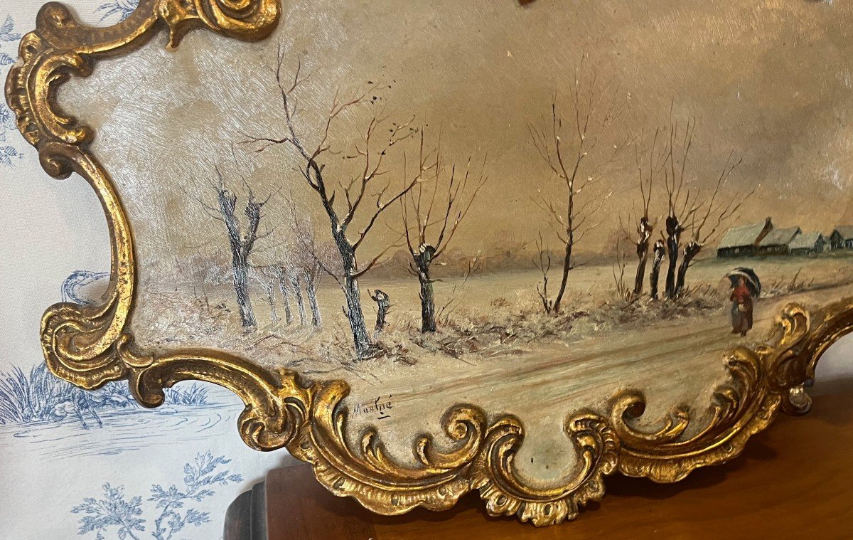 Winter Scene Painting On Terracotta Winter-photo-2