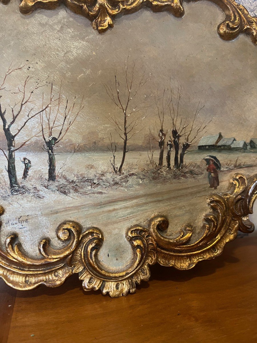 Winter Scene Painting On Terracotta Winter-photo-1