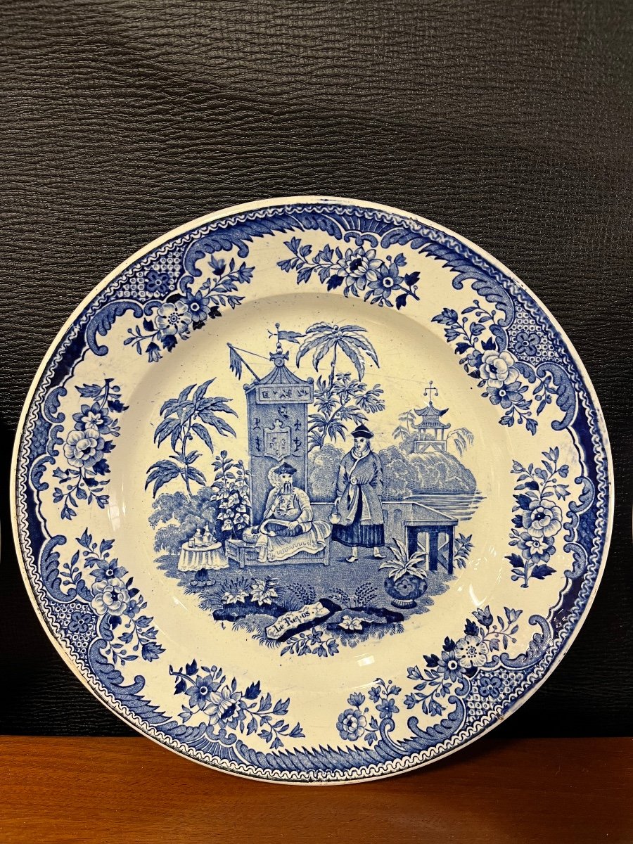 3 Creil And Montereau Plates China Blue White Decor 1834-photo-3