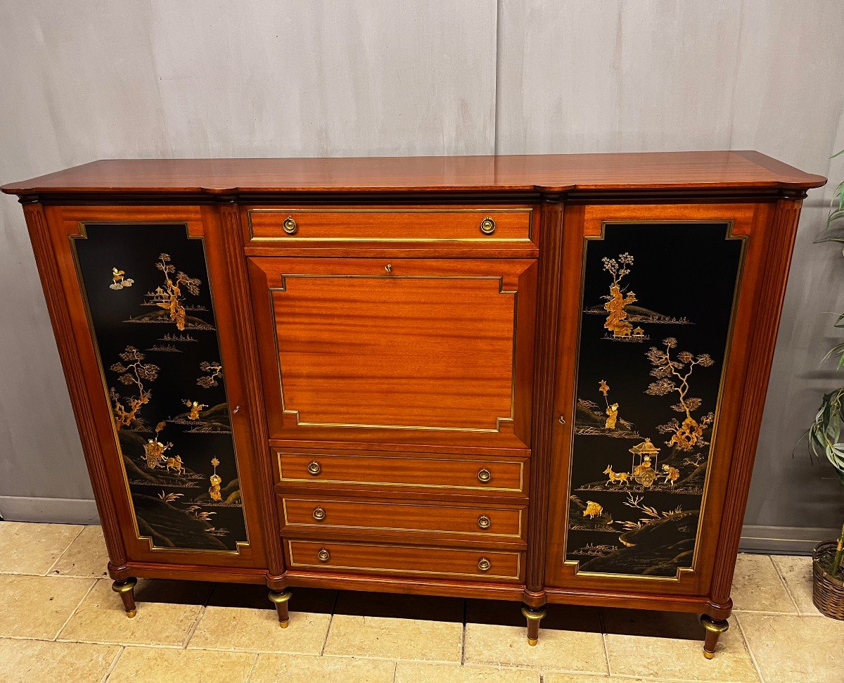 Mahogany Support Unit From Maison Hirch Paris Enfilade Bar Library-photo-2