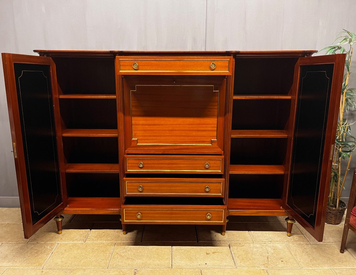 Mahogany Support Unit From Maison Hirch Paris Enfilade Bar Library-photo-4