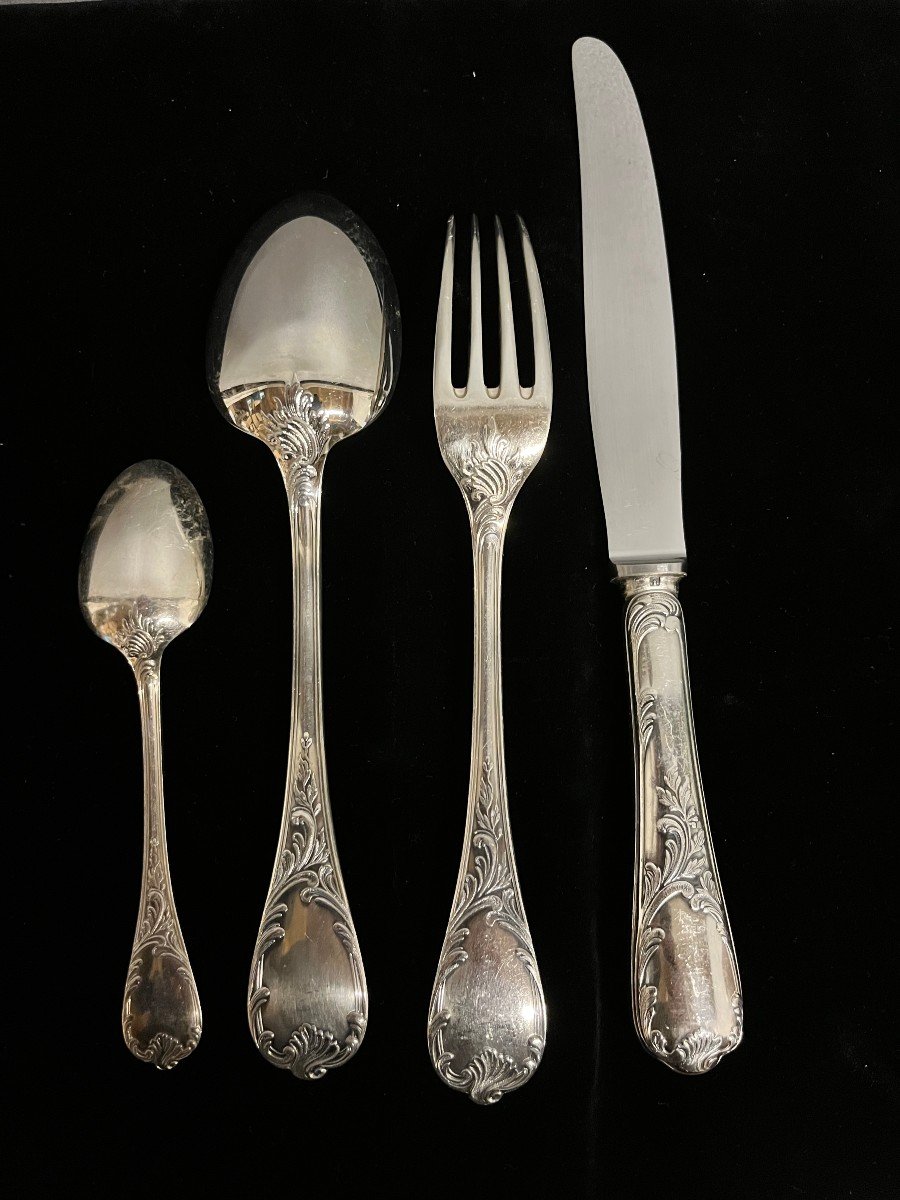 Christofle Model Marly Housewife 49 Silver Metal Cutlery Louis XV -photo-4